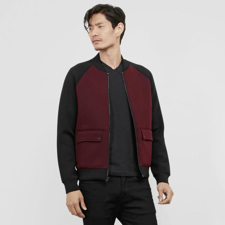 Kenneth Cole Black Label Neoprene Colorblock Bomber - Malbec
