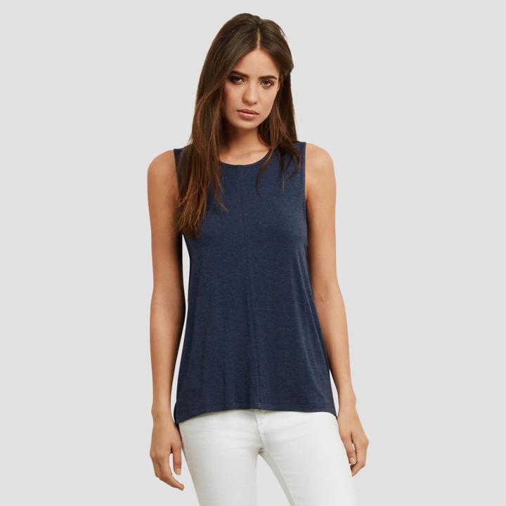 Kenneth Cole New York Marled Knit Sleeveless Shirt - Denim Htr