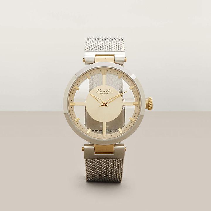 Kenneth Cole New York Silvertone And Goldtone Accent Mesh Watch - Neutral