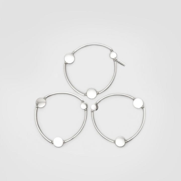 Kenneth Cole New York Circle Stretch Silver Bracelet Set - Shiny Slv