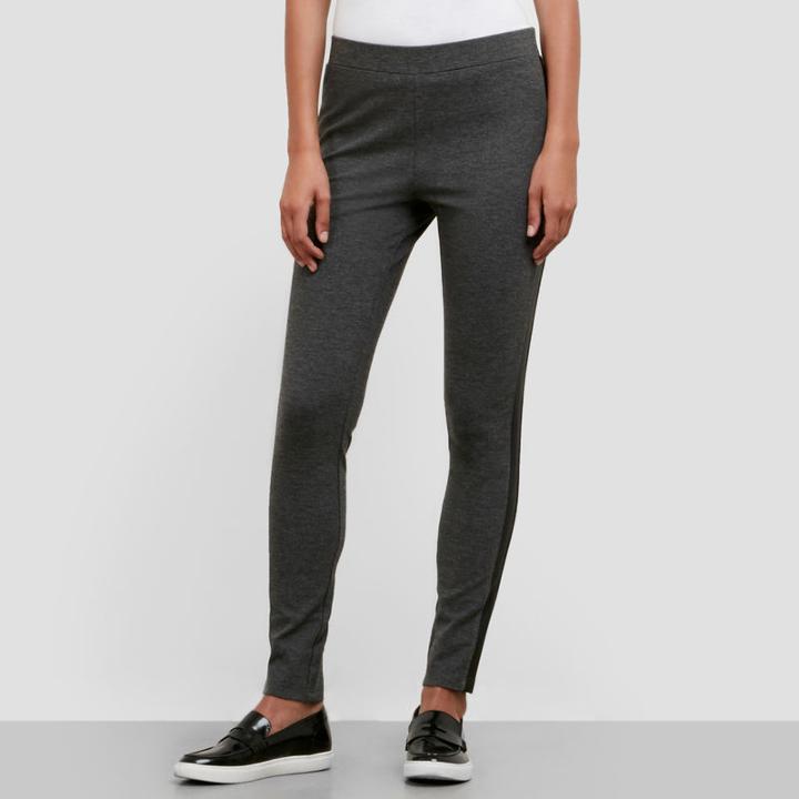 Kenneth Cole New York Faux Leather Trim Leggings - Dk Grey Mlg