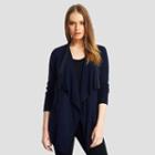 Kenneth Cole New York Draped Cardigan With Faux-leather Trim - Indigo Ink