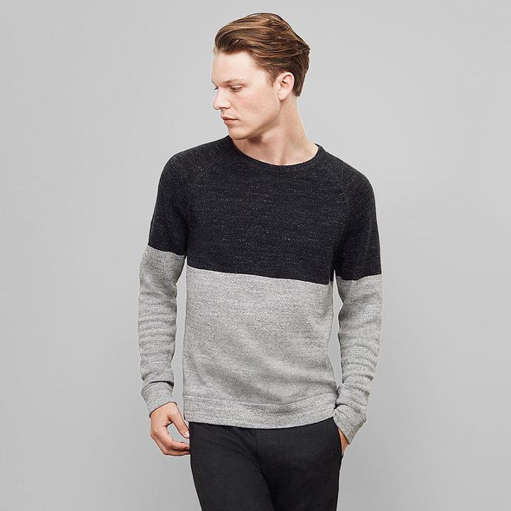 Reaction Kenneth Cole Long-sleeve Color-block Sweater - Lt Hthr Grey