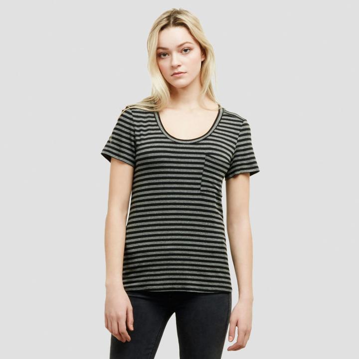 Kenneth Cole New York Striped Scoop Pocket Tee - Black/mareng