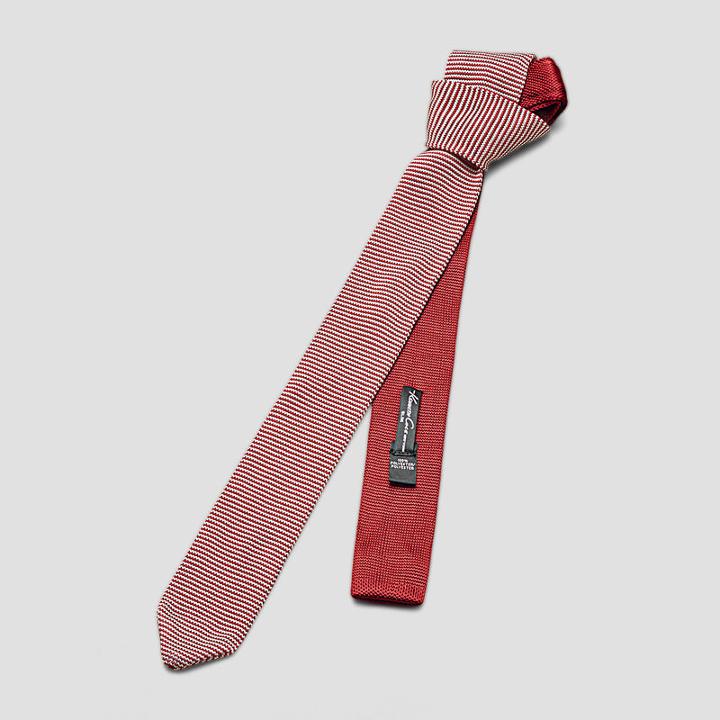 Kenneth Cole New York Fine Horizontal Stripe Knit Tie - Wine