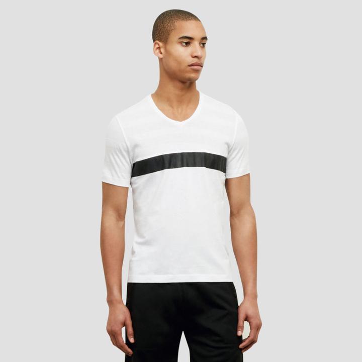 Reaction Kenneth Cole Contrast Stripe V-neck T-shirt - White