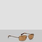 Kenneth Cole New York Rectangular Metal Frame Sunglasses - Sgun/brown