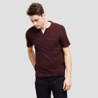 Reaction Kenneth Cole Short-sleeve Henley With Faux-leather Trim - Merlot