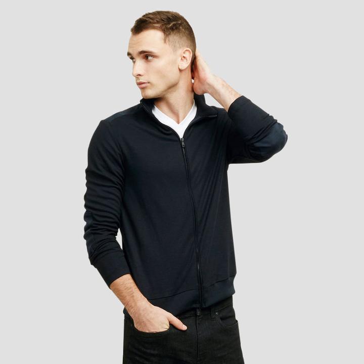 Kenneth Cole New York Mockneck Zip-front Jacket - Dark Ocean