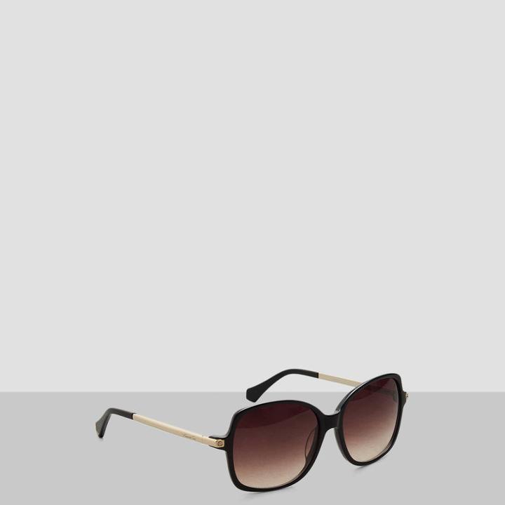 Kenneth Cole New York Oversized Plastic Sunglasses With Metal Temples - Sblack/browng