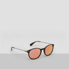 Kenneth Cole New York Round Acetate Mirrored Sunglasses - Dhav/bordmr