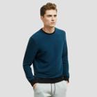Kenneth Cole New York Long-sleeve Textured Crewneck With Side Zipper - Dark Ocean