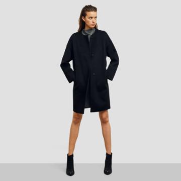 Kenneth Cole New York Cocoon Wool Coat - Black