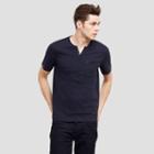 Reaction Kenneth Cole Short-sleeve Henley With Faux-leather Trim - Indigo