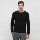 Reaction Kenneth Cole Faux Leather Trim Sweater - Black