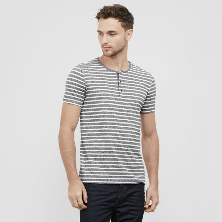 Kenneth Cole New York Short Sleeve Marled Stripe Henley - Heather Grey