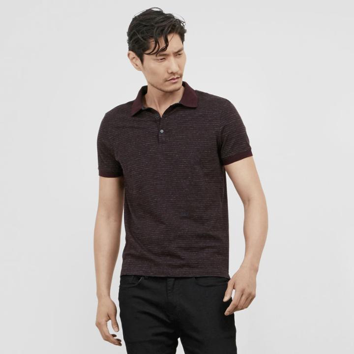 Kenneth Cole New York Striped Polo Shirt - Merlot