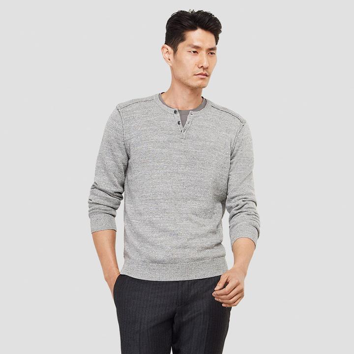 Reaction Kenneth Cole Long-sleeve Marled Sweater - Lt Hthr Grey