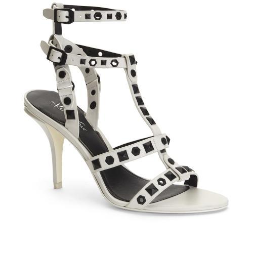 Kenneth Cole New York Tabb Leather Studded Sandal - Black/white