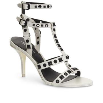 Kenneth Cole New York Tabb Leather Studded Sandal - Black/white