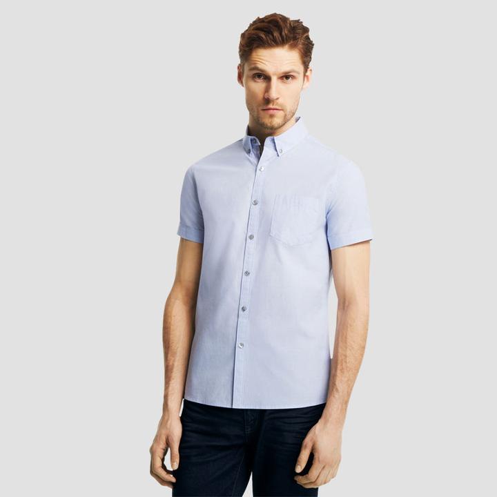Kenneth Cole New York Short-sleeve End-on-end Shirt - Mist