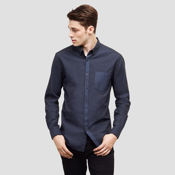 Reaction Kenneth Cole Long-sleeve Dot Print Shirt - Indigo