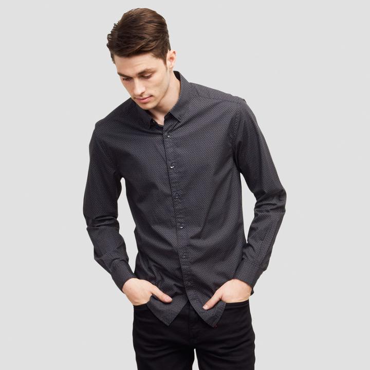 Reaction Kenneth Cole Slim-fit Long-sleeve Arrow Shirt - Black