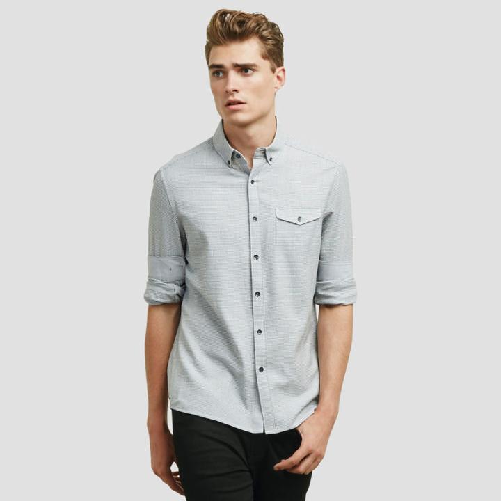 Kenneth Cole New York Long-sleeve Houndstooth Print Shirt - White