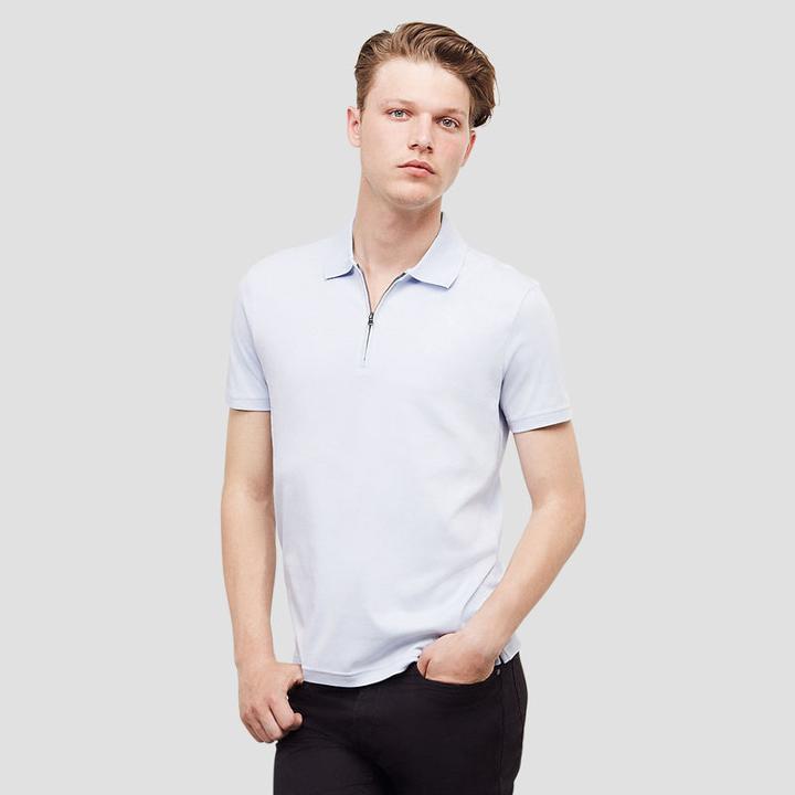 Kenneth Cole New York Short-sleeve Zip Polo Shirt - Light Blue