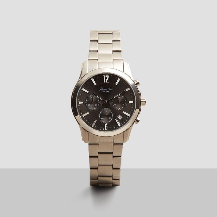 Kenneth Cole New York Silver Chronograph Watch With Gunmetal Dial - Neutral