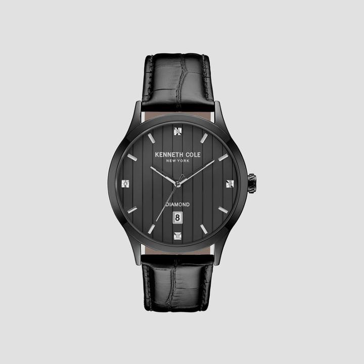 Kenneth Cole New York Black Watch With Croco Embossed Strap - Neutral