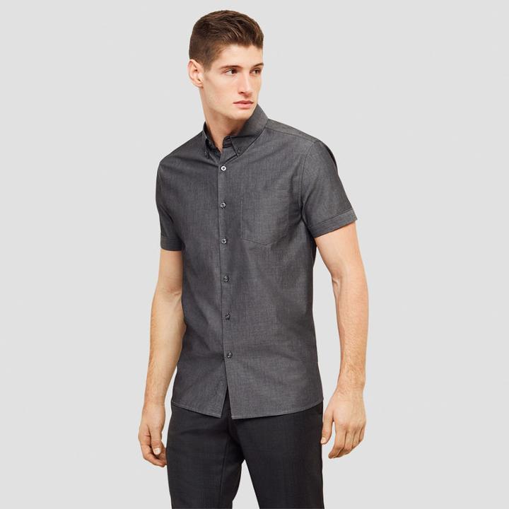 Reaction Kenneth Cole Slim-fit Short-sleeve Iridescent Shirt - Black