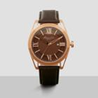 Kenneth Cole New York Rose Goldtone And Brown Leather Strap Watch - Neutral