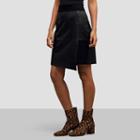 Kenneth Cole Black Label Suede And Leather Mini Skirt - Black