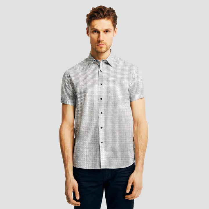 Reaction Kenneth Cole Short-sleeve Tile Check Shirt - White