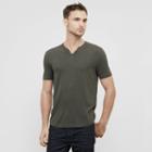 Kenneth Cole New York Short-sleeve Striped Henley - Army Green