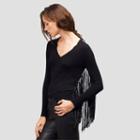 Kenneth Cole Black Label Cashmere Fringe Sweater - Black