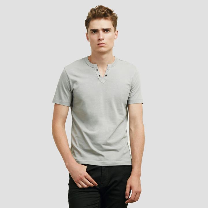 Reaction Kenneth Cole Short-sleeve V-neck Grommet T-shirt - Seagull
