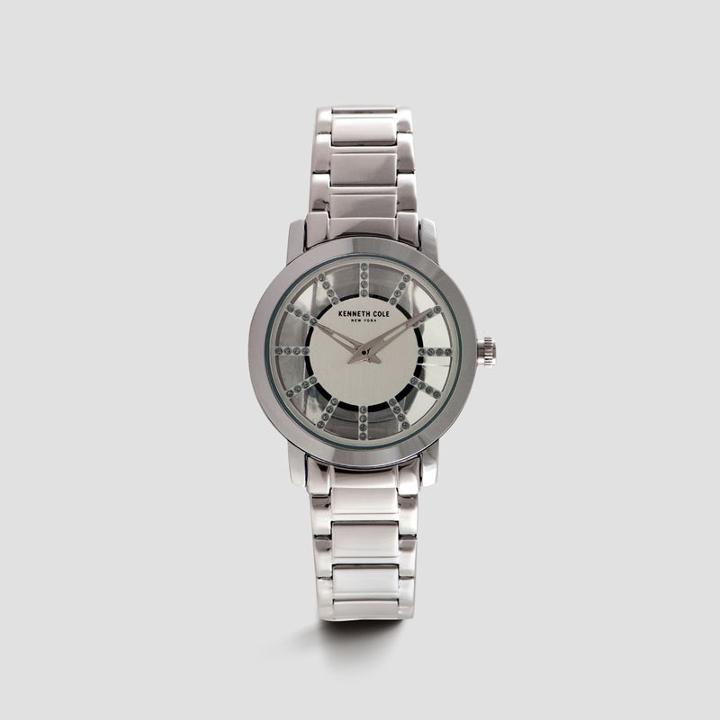 Kenneth Cole New York Silvertone Watch With Transparent Case And Crystals - Neutral