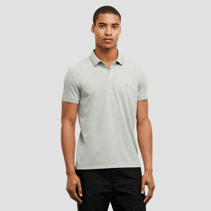 Kenneth Cole New York Pique Polo Shirt W/ Tipping - Heather Grey