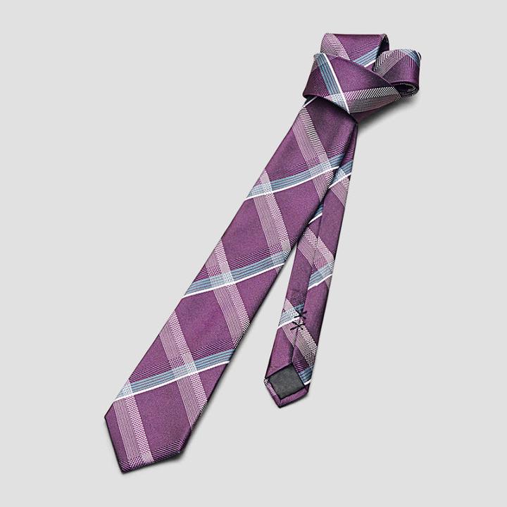 Kenneth Cole New York Tonal Check Grid Tie - Purple