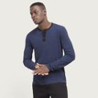 Kenneth Cole New York Long-sleeve Flecked Henley - Indigo