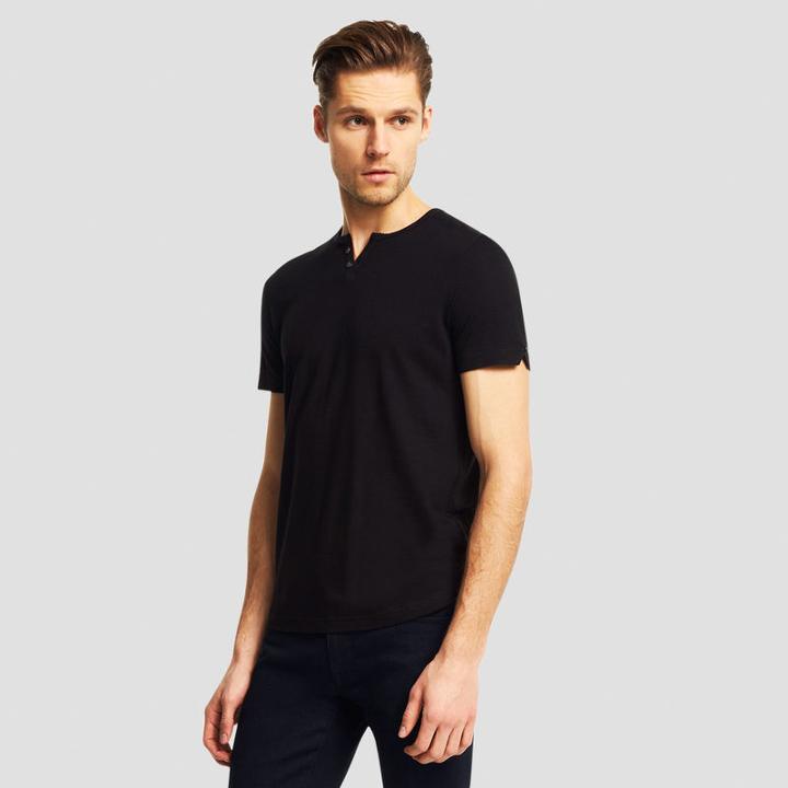 Reaction Kenneth Cole Short-sleeve Jersey Stripe Henley - Black