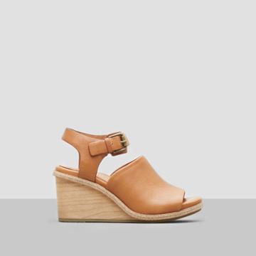 Gentle Souls By Kenneth Cole Gerry Leather Wedge Sandal - Brown