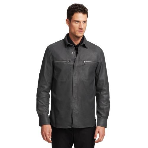 Kenneth Cole New York Leather Shirt Jacket