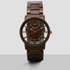Kenneth Cole New York Transparent Brown And Rose Goldtone Accent Link Watch - Neutral