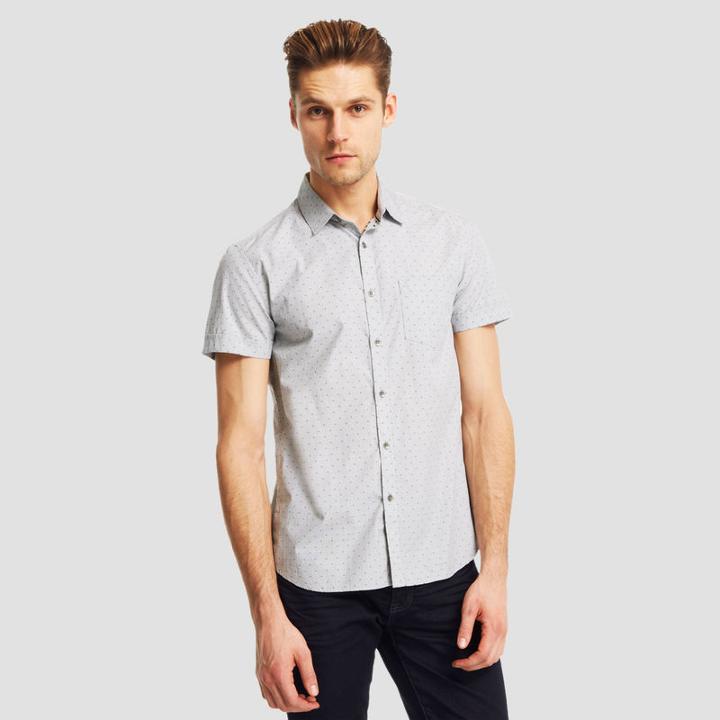 Kenneth Cole New York Short-sleeve Textured Dot Shirt - Black