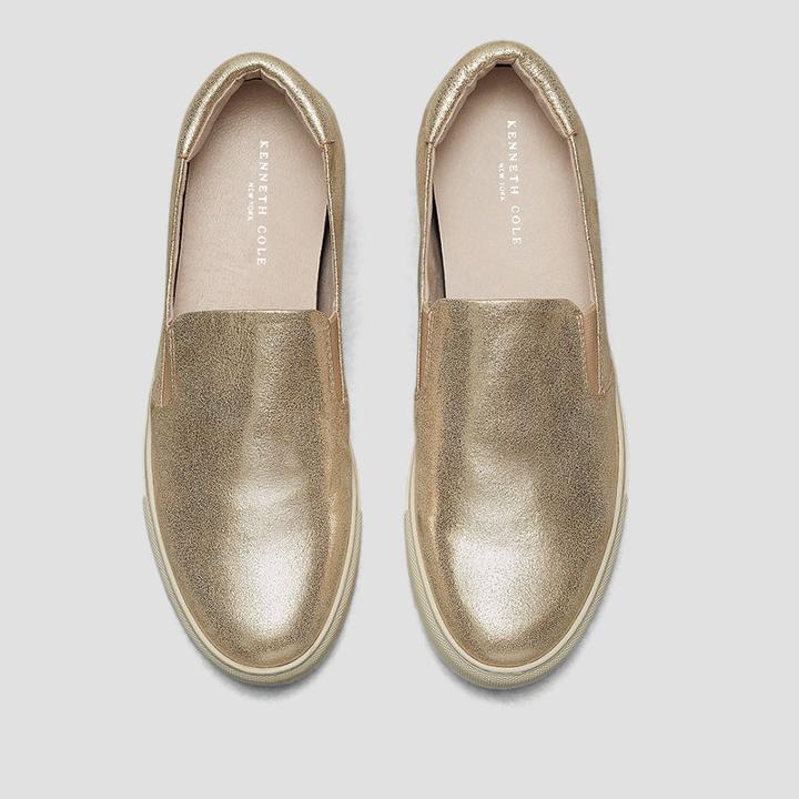 Kenneth Cole New York King Metallic Sueded Sneaker - Light Gold