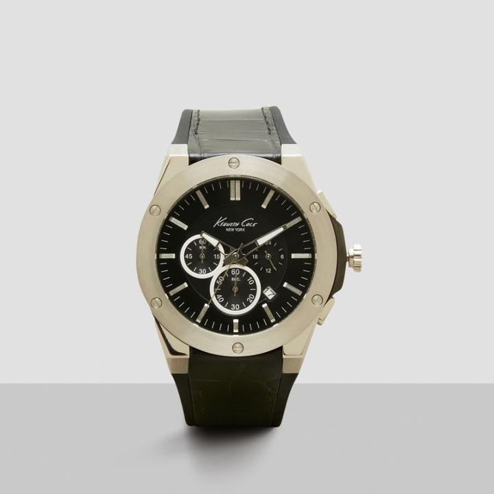 Kenneth Cole New York Silvertone Chronograph Combo Strap Watch - Neutral