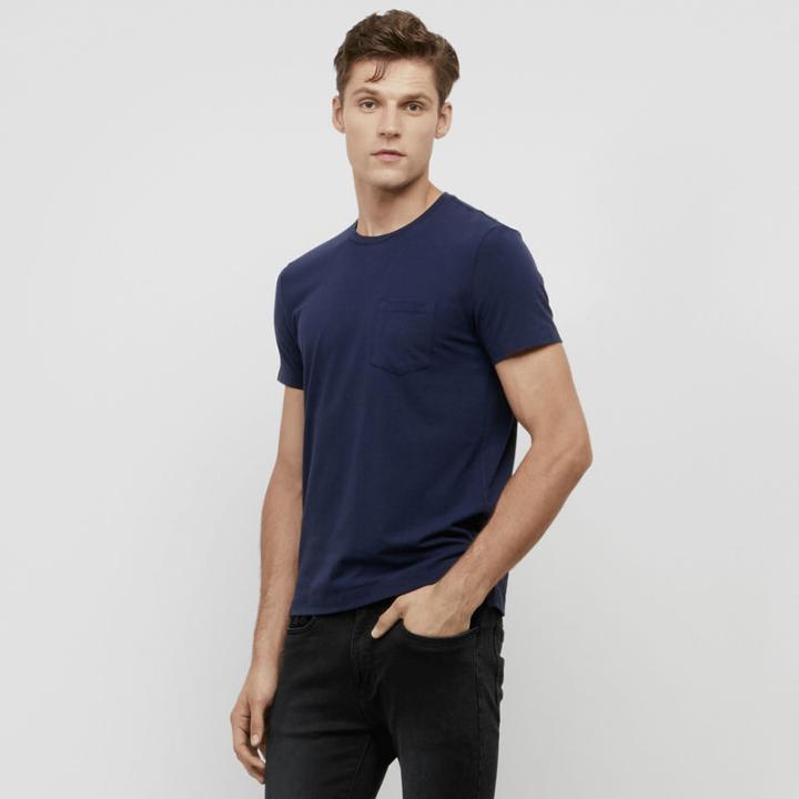 Kenneth Cole New York Short-sleeve Crewneck Stretch Pima Cotton T-shirt - Indigo